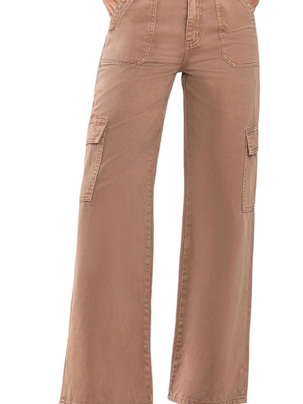VERVET by Flying Monkey Taupe Wide Leg Jeans